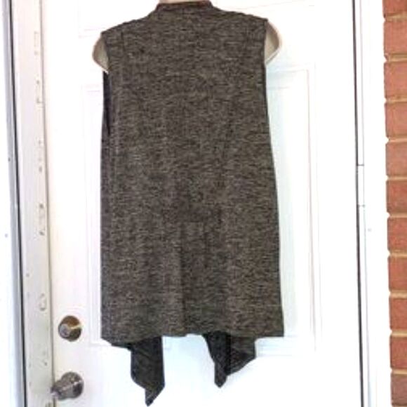 ERIN LONDON Cascading Sleeveless Cardigan Vest Green Space Gray Womens Medium - Picture 6 of 14